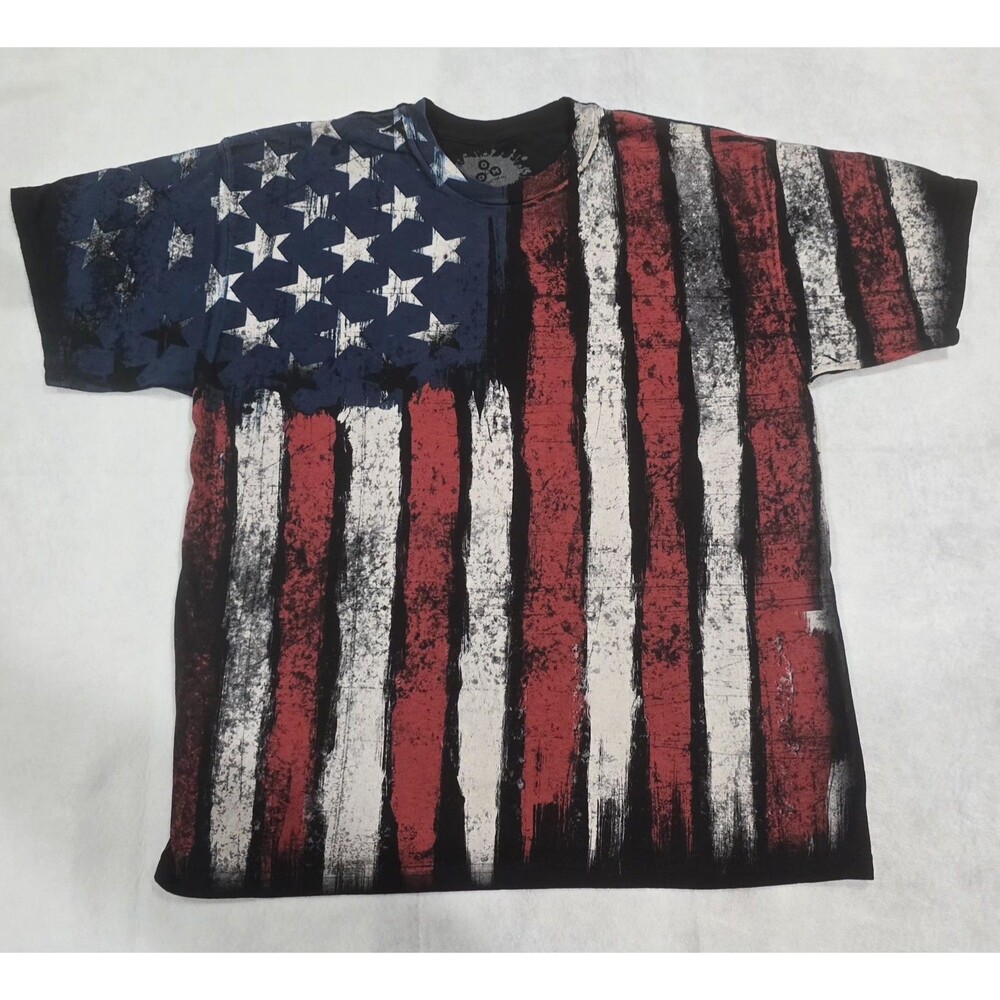 Men's Short Sleeve T-Shirt ODM American Flag Distressed 0131